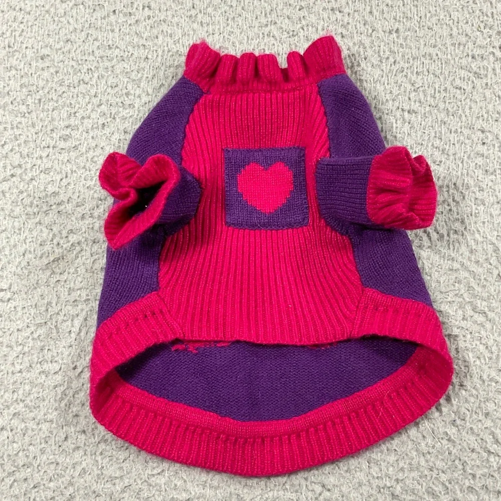 Aristotle Knight Sweater Small‎ Dog S Pink Purple Excellent Cashmere Crown Heart
